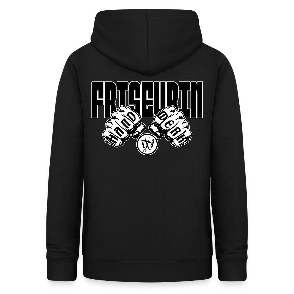 Frauen Hoodie "Friseurin" (beidseitig beruckt) Schwarz Frauen Hoodie