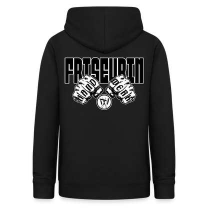 Frauen Hoodie "Friseurin" (beidseitig beruckt) Schwarz Frauen Hoodie