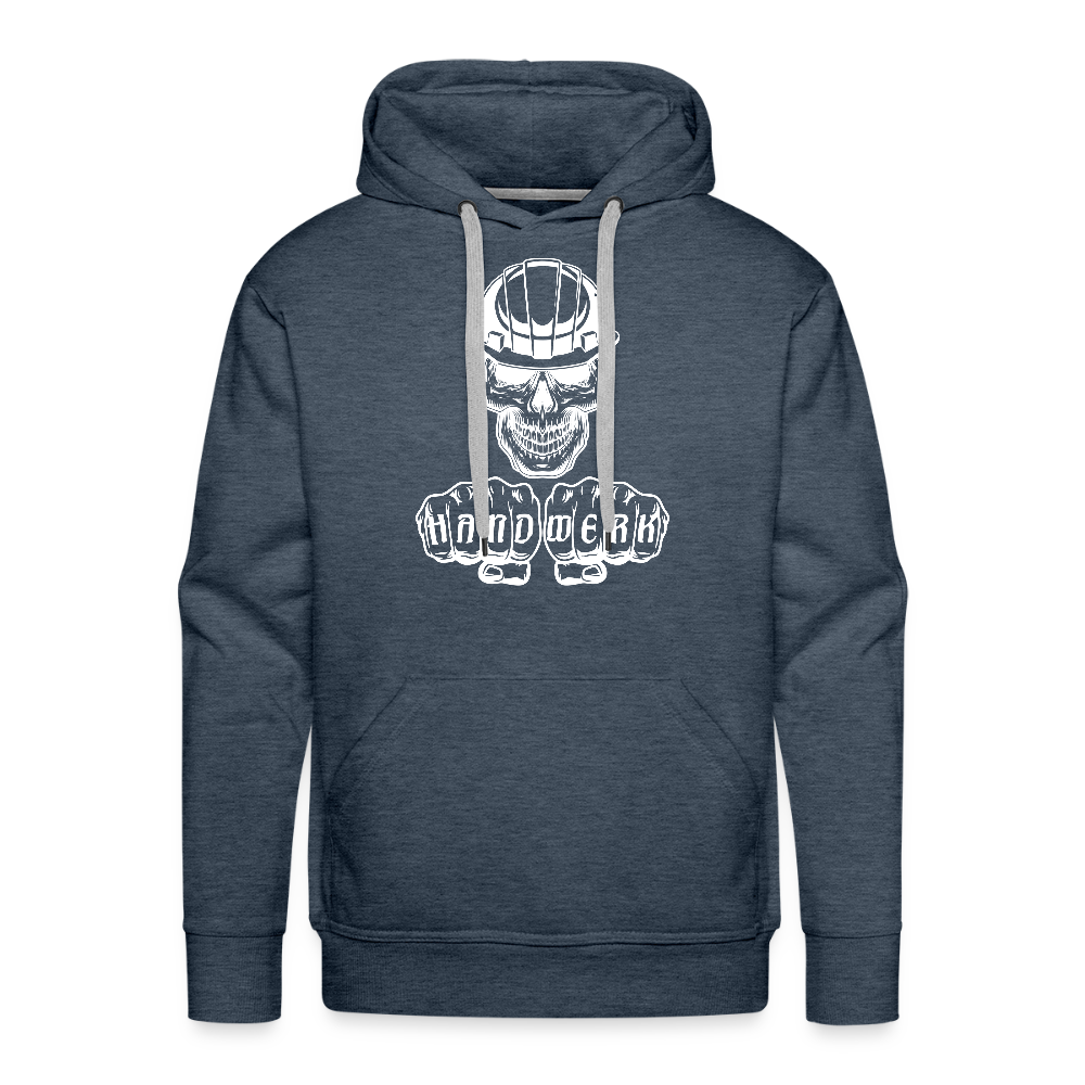 Männer Premium Hoodie "Skull-Helm-Handwerk" Jeansblau Männer Premium Hoodie