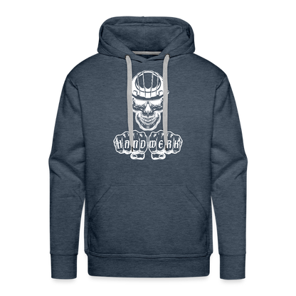 Männer Premium Hoodie "Skull-Helm-Handwerk" Jeansblau Männer Premium Hoodie