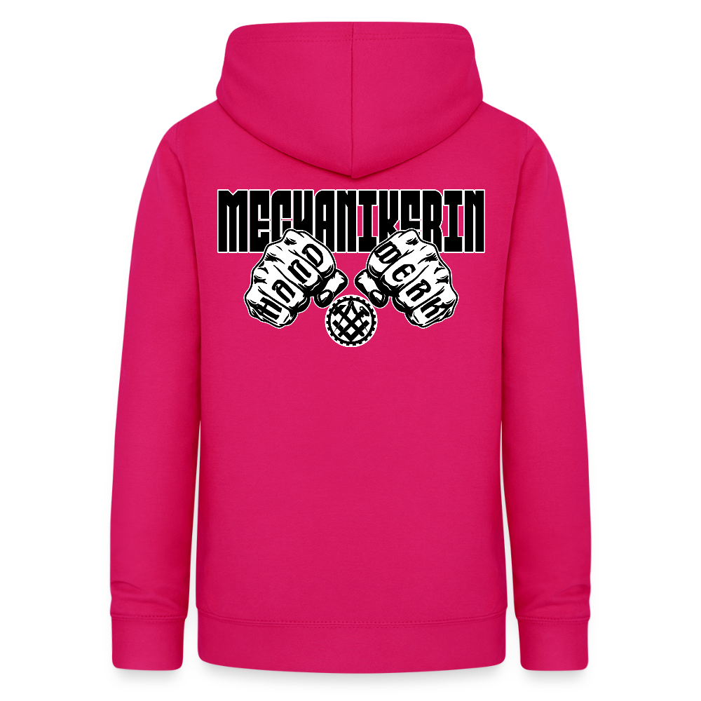 Frauen Hoodie "Mechanikerin" (beidseitig beruckt) dunkles Pink Frauen Hoodie