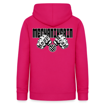 Frauen Hoodie "Mechanikerin" (beidseitig beruckt) dunkles Pink Frauen Hoodie