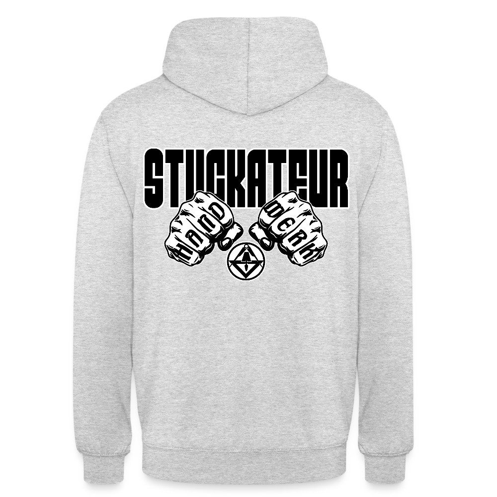 Unisex Hoodie "Stuckateur" (beidseitig bedruckt) Hellgrau meliert Unisex Hoodie