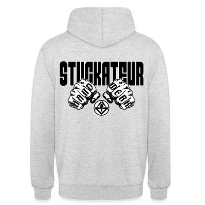 Unisex Hoodie "Stuckateur" (beidseitig bedruckt) Hellgrau meliert Unisex Hoodie