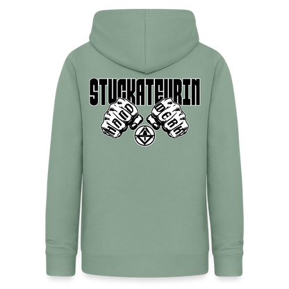 Frauen Hoodie "Stuckateurin" (beidseitig beruckt) Graugrün Frauen Hoodie