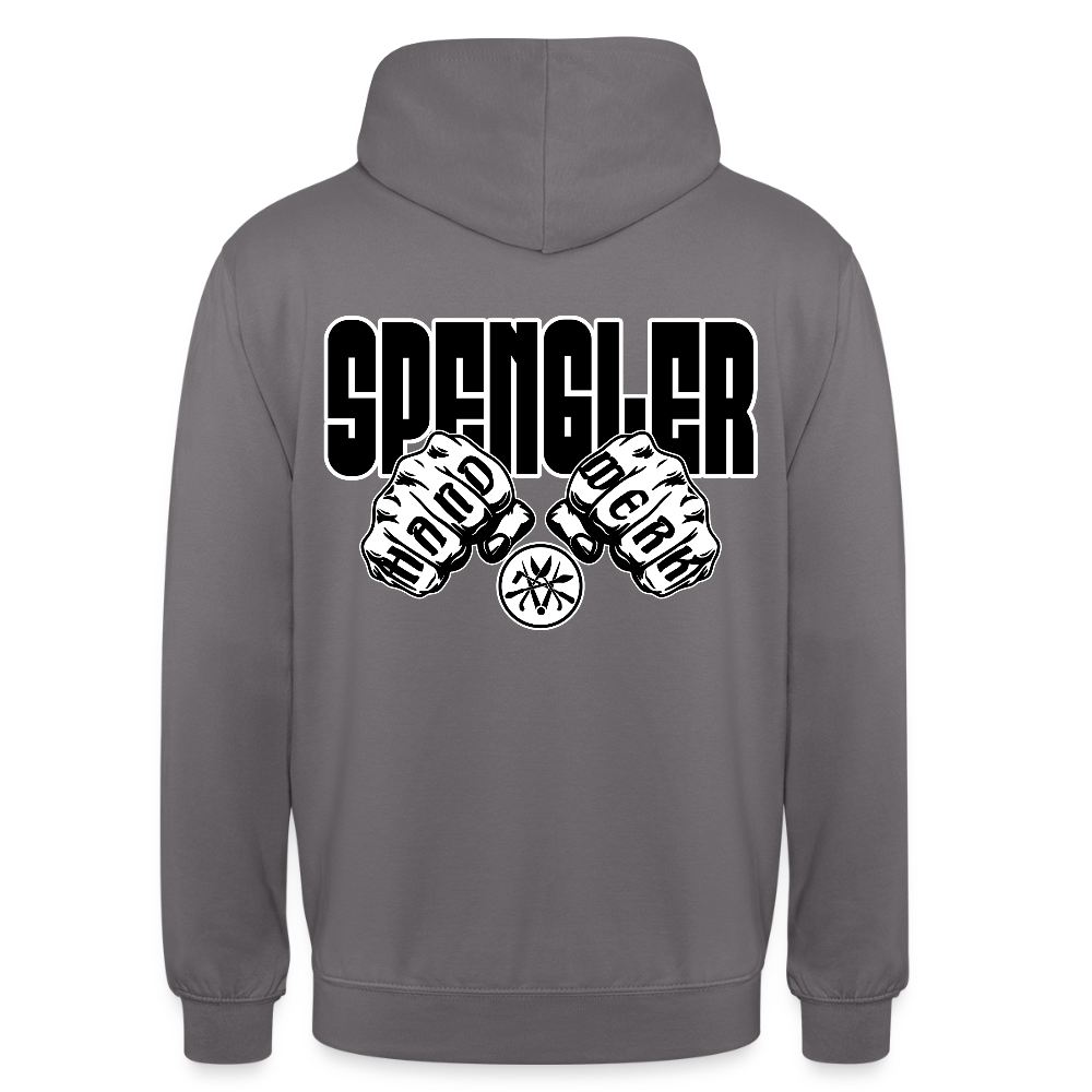 Unisex Hoodie "Spengler" (beidseitig bedruckt) - Mittelgrau