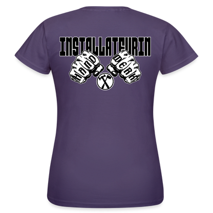 Frauen T-Shirt "Installateurin" (beidseitig bedruckt) Dunkellila Frauen T-Shirt