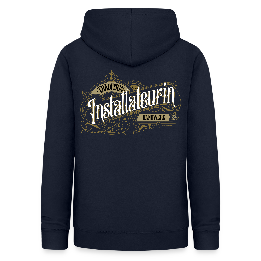 Frauen Hoodie "Installateurin" Nostalgie Handwerk Navy Frauen Hoodie