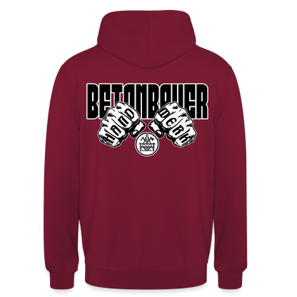 Unisex Hoodie "Betonbauer" (beidseitig bedruckt) - Bordeaux