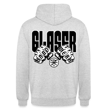Unisex Hoodie "Glaser" (beidseitig bedruckt) Hellgrau meliert Unisex Hoodie