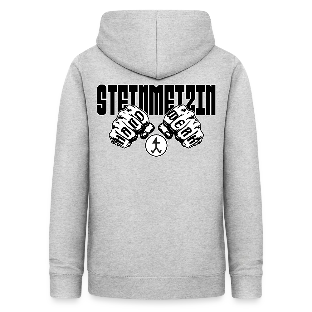 Frauen Hoodie "Steinmetzin" (beidseitig beruckt) Hellgrau meliert Frauen Hoodie