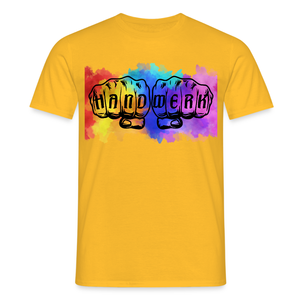 Unisex T-Shirt "Splash-Handwerk" Gelb Männer T-Shirt