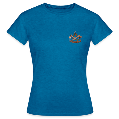 Frauen T-Shirt "Zimmermann" (beidseitig bedruckt) - Antikblaues Saphir meliert