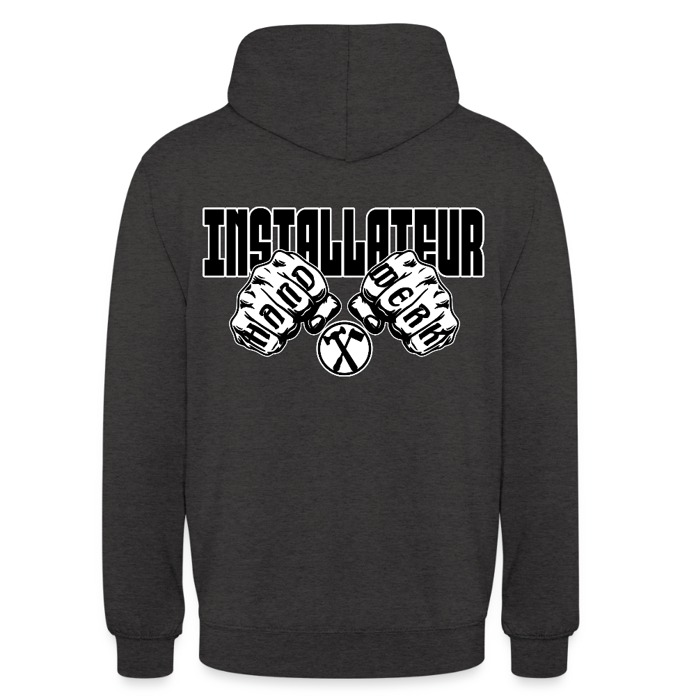 Unisex Hoodie "Installateur" (beidseitig bedruckt) Anthrazit Unisex Hoodie