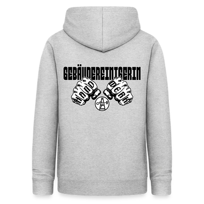 Frauen Hoodie "Gebäudereinigerin" (beidseitig bedruckt) - Hellgrau meliert