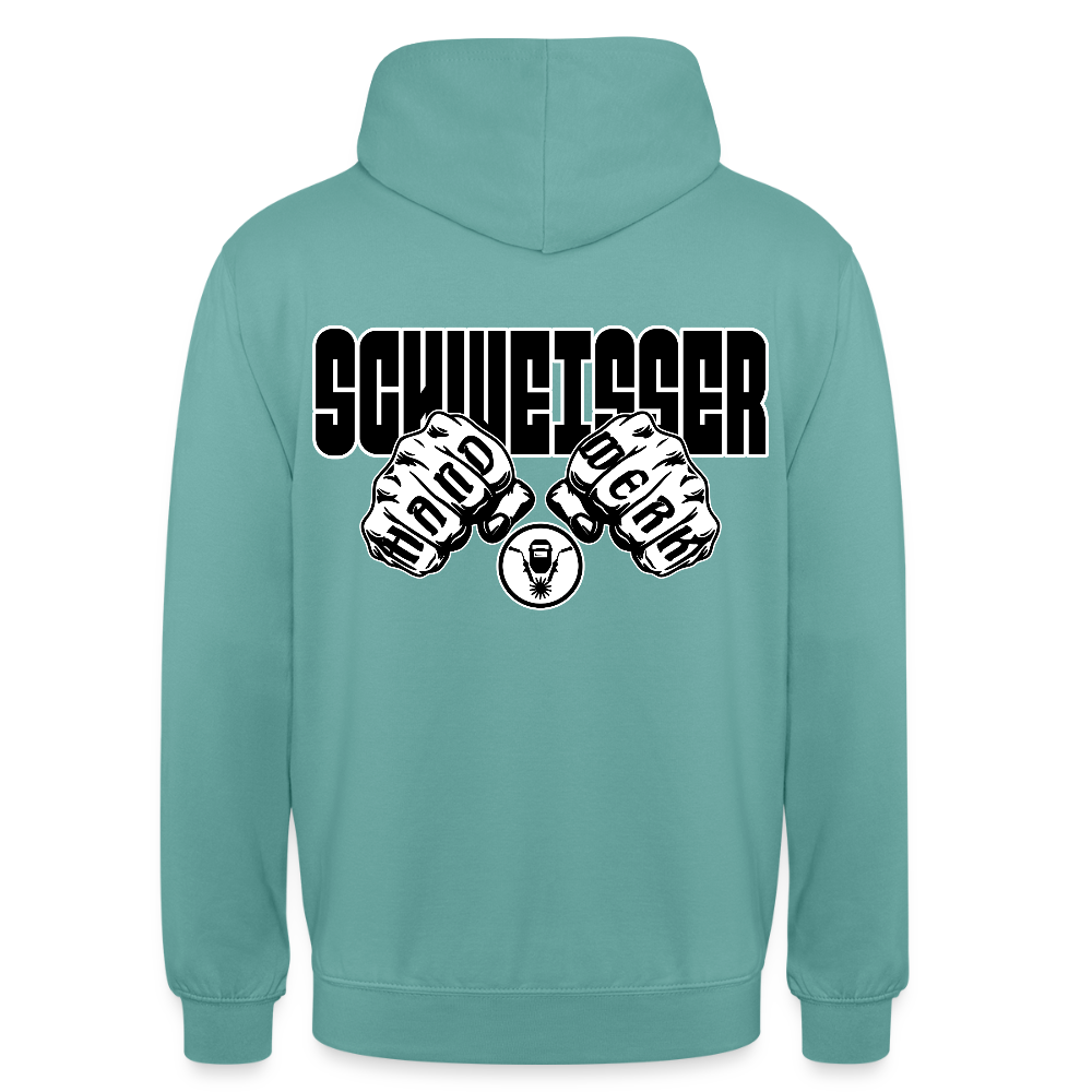 Unisex Hoodie "Schweisser" (beidseitig bedruckt) Pastelltürkis Unisex Hoodie
