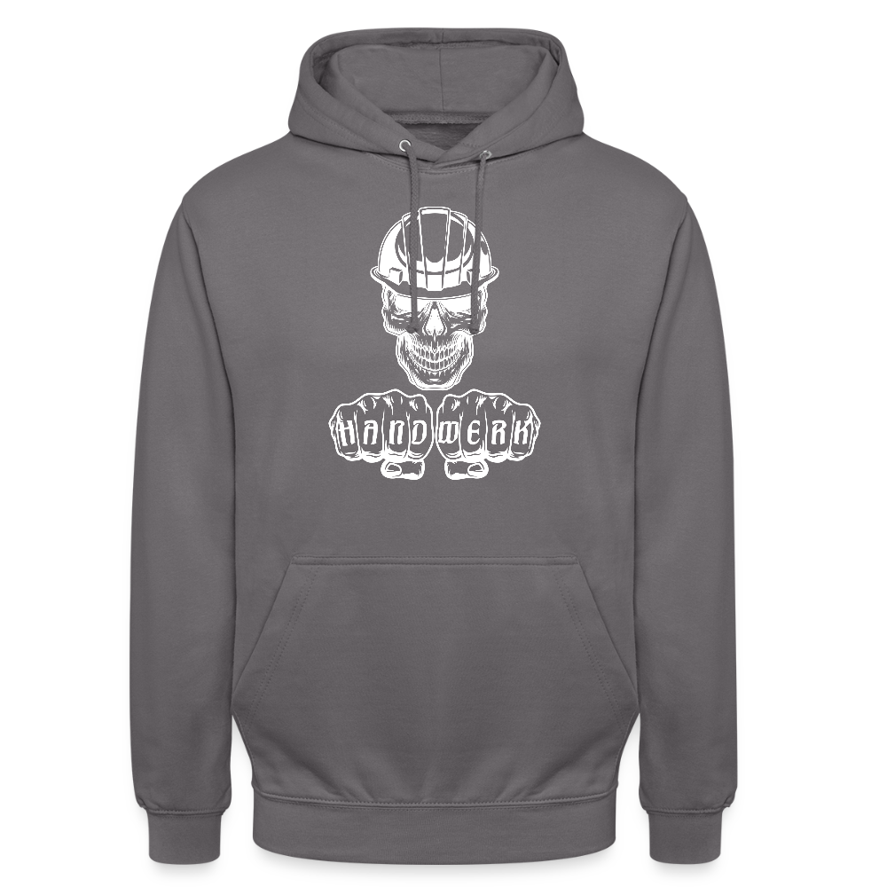 Unisex Hoodie "Skull-Helm-Handwerk" Mittelgrau Unisex Hoodie