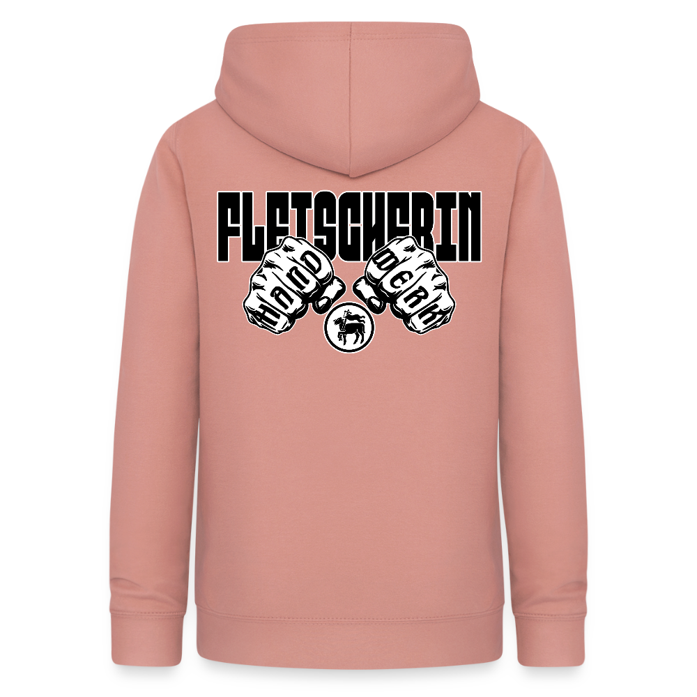 Frauen Hoodie "Fleischerin" (beidseitig beruckt) Altrosa Frauen Hoodie