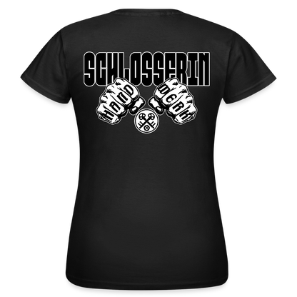 Frauen T-Shirt "Schlosserin" (beidseitig bedruckt) Schwarz Frauen T-Shirt