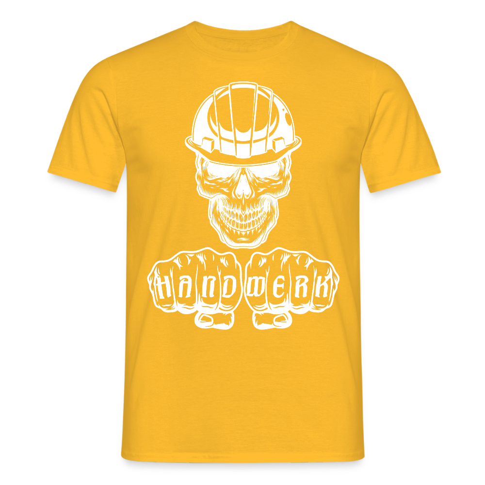 Unisex T-Shirt "Skull-Helm-Handwerk" Gelb Männer T-Shirt