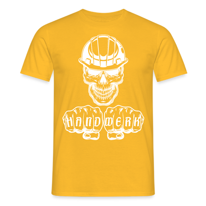 Unisex T-Shirt "Skull-Helm-Handwerk" Gelb Männer T-Shirt
