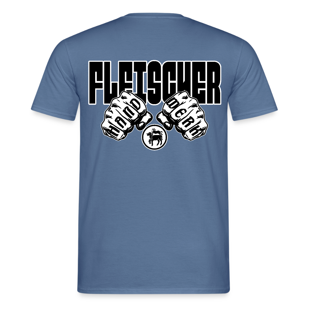 Unisex T-Shirt "Fleischer" (beidseitig bedruckt) Taubenblau Männer T-Shirt