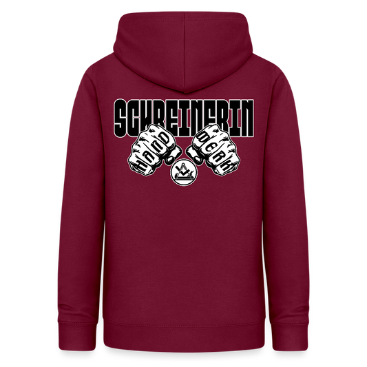 Frauen Hoodie "Schreinerin" (beidseitig beruckt) Bordeaux Frauen Hoodie