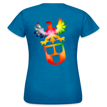 Frauen T-Shirt "Maler" (beidseitig bedruckt) - Antikblaues Saphir meliert