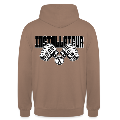 Unisex Hoodie "Installateur" (beidseitig bedruckt) Mokka Unisex Hoodie