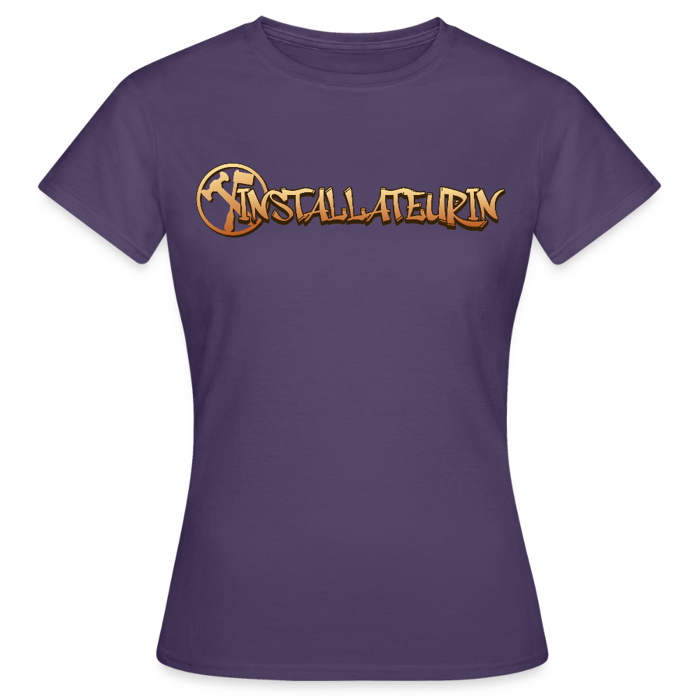 Frauen T-Shirt "Installateurin" Dunkellila Frauen T-Shirt