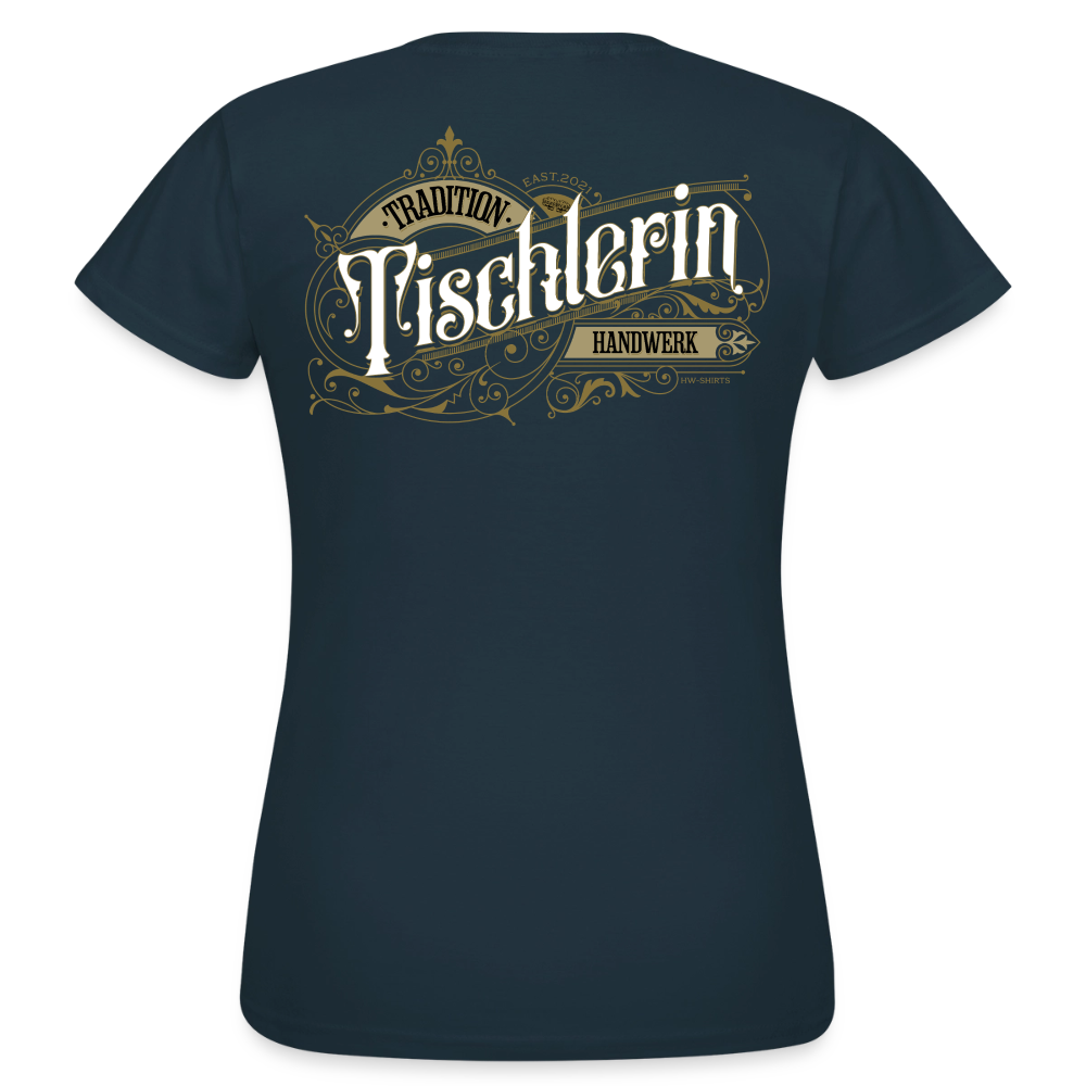 Frauen T-Shirt "Tischlerin"-Nostalgie von Spreadconnect mit nostalgischem Druck, bequemes Damen T-Shirt aus weichem Stoff.