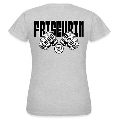 Frauen T-Shirt "Friseurin" (beidseitig bedruckt) Grau meliert Frauen T-Shirt