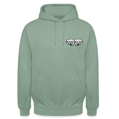 Unisex Hoodie "Gebäudereiniger" (beidseitig bedruckt) - Graugrün