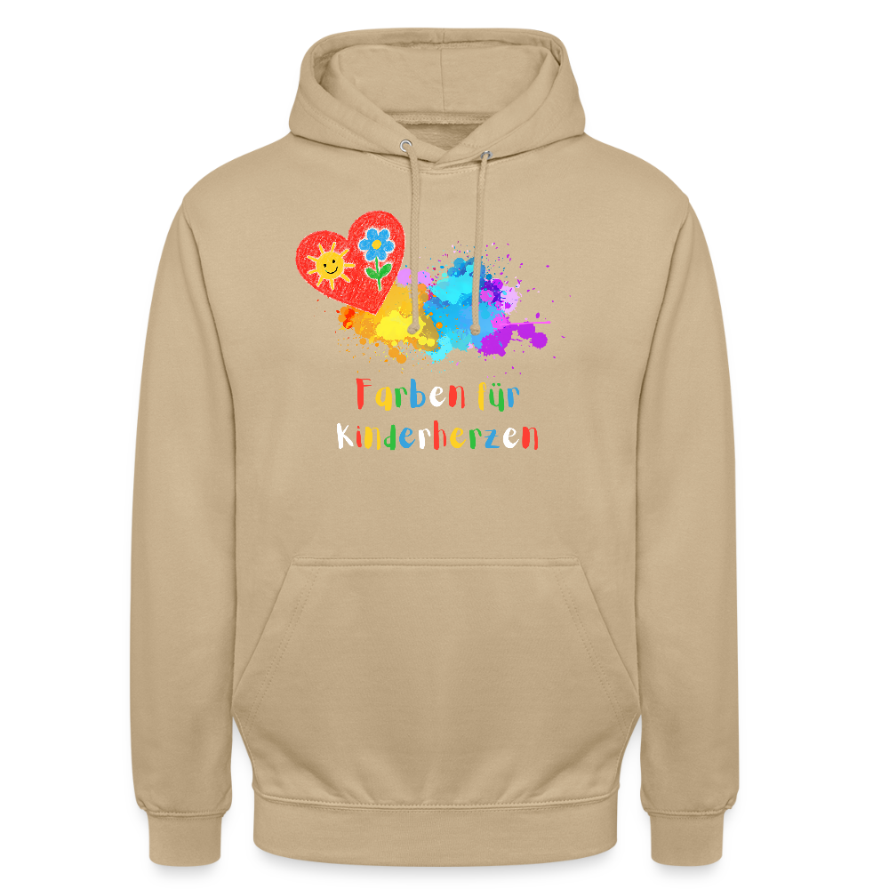 Unisex Hoodie "Farben für Kinderherzen" Beige Unisex Hoodie