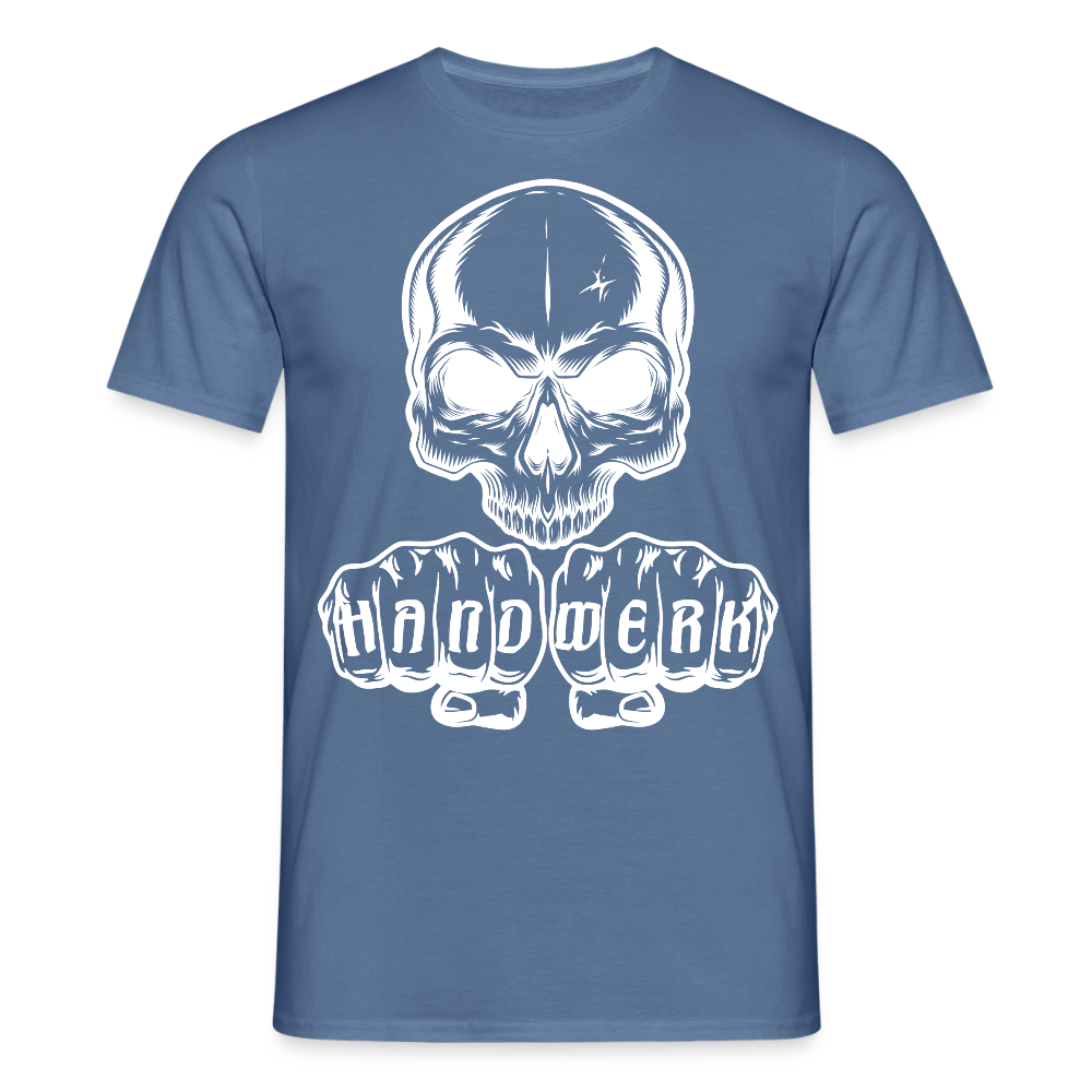 Unisex T-Shirt "Skull-Handwerk" Taubenblau Männer T-Shirt