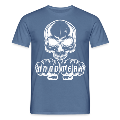 Unisex T-Shirt "Skull-Handwerk" Taubenblau Männer T-Shirt