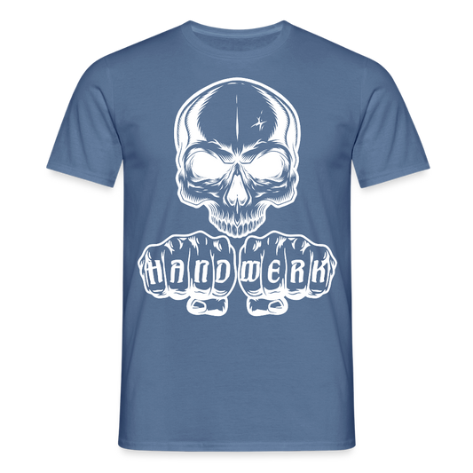 Unisex T-Shirt "Skull-Handwerk" Taubenblau Männer T-Shirt
