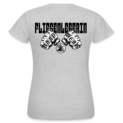 Frauen T-Shirt "Fliesenlegerin" (beidseitig bedruckt) Grau meliert Frauen T-Shirt