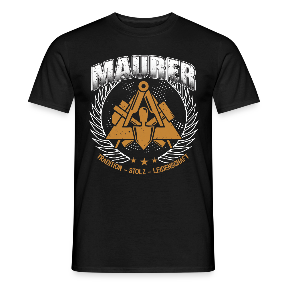 Unisex Maurer T-Shirt von Spreadconnect, bequemes Männer T-Shirt mit Tradition, zeigt das Design auf weißem Stoff