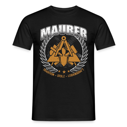 Unisex Maurer T-Shirt von Spreadconnect, bequemes Männer T-Shirt mit Tradition, zeigt das Design auf weißem Stoff