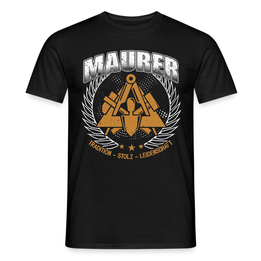 Unisex Maurer T-Shirt von Spreadconnect, bequemes Männer T-Shirt mit Tradition, zeigt das Design auf weißem Stoff