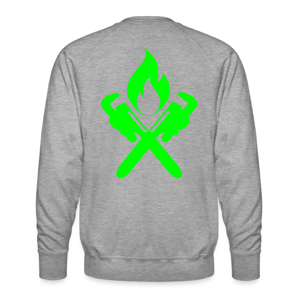 Unisex Premium Pullover "Heizungsbauer" neongrün Grau meliert Männer Premium Pullover