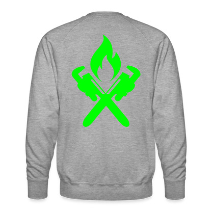 Unisex Premium Pullover "Heizungsbauer" neongrün Grau meliert Männer Premium Pullover