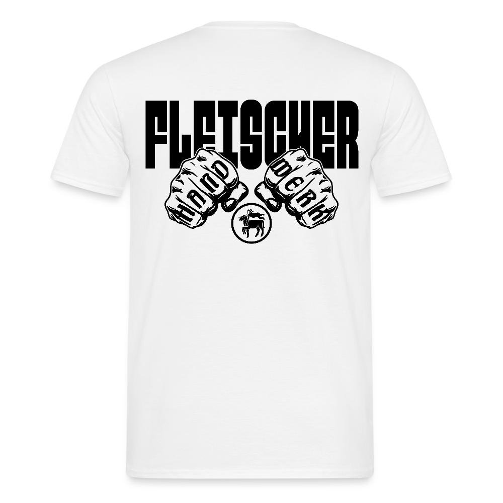 Unisex T-Shirt "Fleischer" (beidseitig bedruckt) Weiß Männer T-Shirt