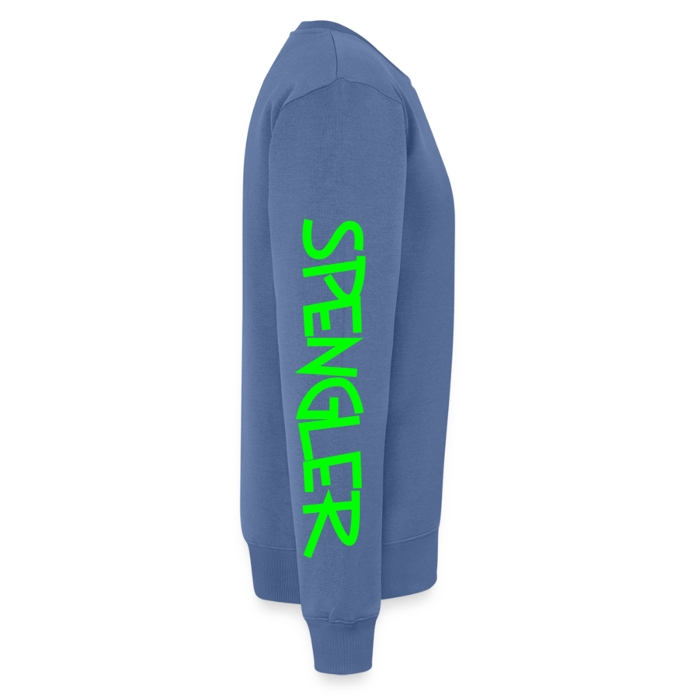 Unisex Premium Pullover "Spengler" neongrün - Taubenblau