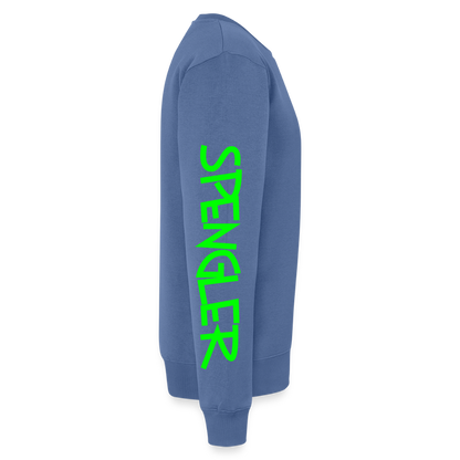 Unisex Premium Pullover "Spengler" neongrün - Taubenblau