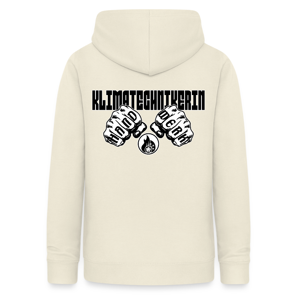 Frauen Hoodie "Klimatechnikerin" (beidseitig beruckt) Vanille-Milchshake Frauen Hoodie