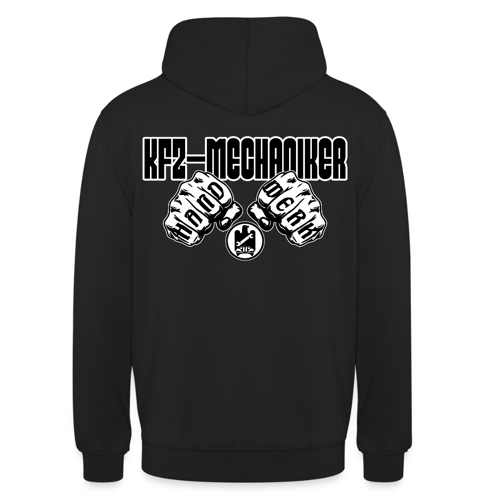 Unisex Hoodie "Mechaniker" (beidseitig bedruckt) Schwarz Unisex Hoodie