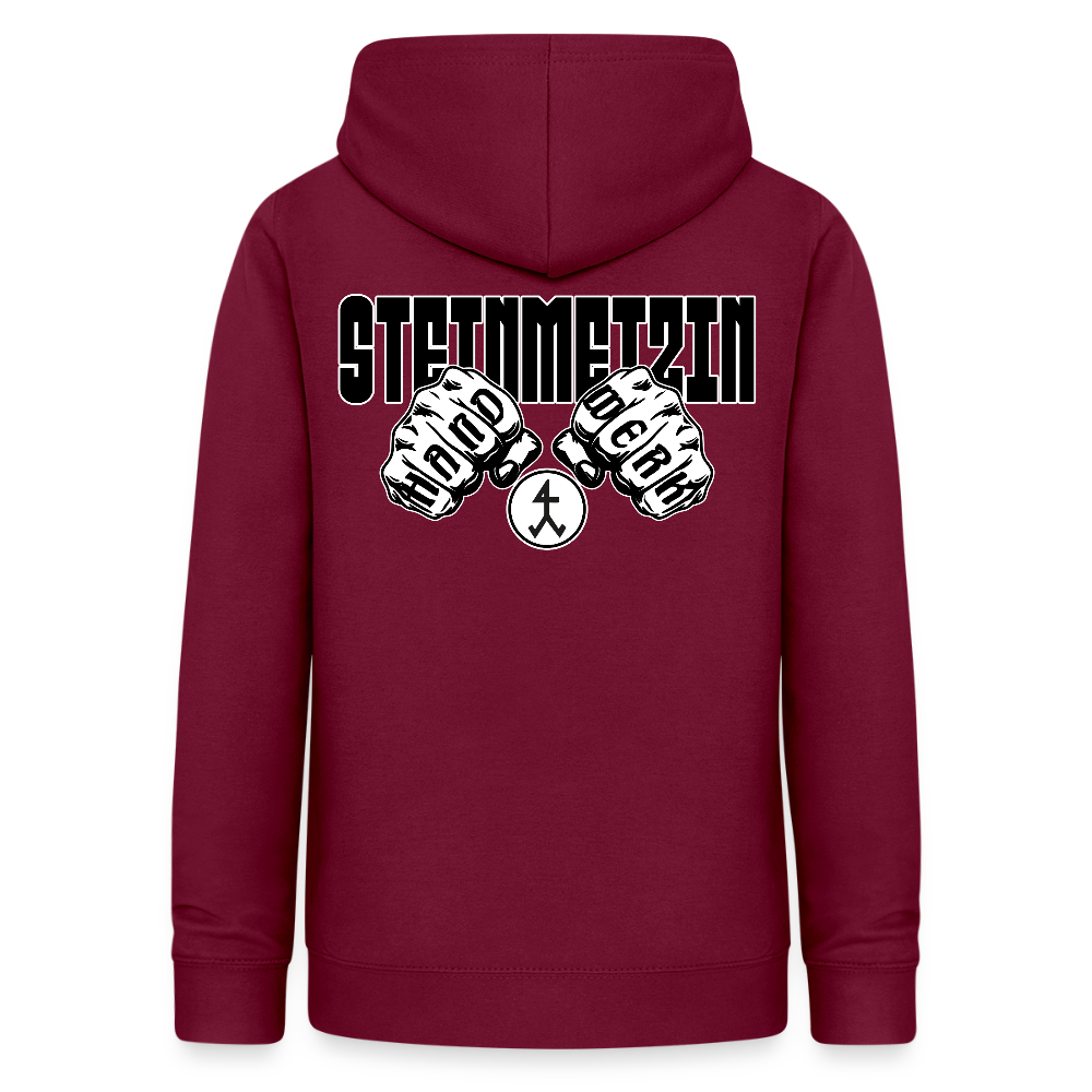 Frauen Hoodie "Steinmetzin" (beidseitig beruckt) Bordeaux Frauen Hoodie