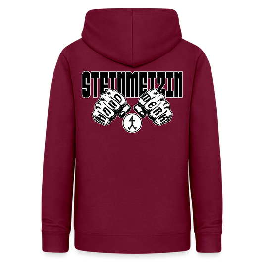 Frauen Hoodie "Steinmetzin" (beidseitig beruckt) Bordeaux Frauen Hoodie